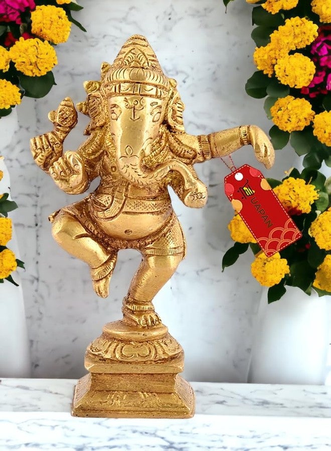 UAPAN Brass Dancing Ganesha Idol, Pooja Pooja Temple Daily Worship 100% Brass Material I Ganesh Brass Idol (Small,Ganesh) - Image 4